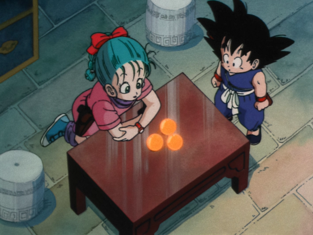 Dragon Ball. Emperor Pilaf Saga, Episode 1: Buruma to Son Gokū (ブルマと孫悟空).  Japanese airdate: February 26, 1986.