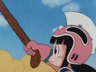 Chi chi pulling on Goku's tail