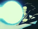 Goku fires his Kamehameha at Metallitron