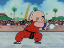 Krillin fires a small Kamehameha