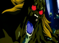 Bio-Broly punched in the stomach in Bio-Broly