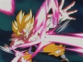 Goku deflects Frieza's blasts
