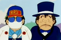 Toriyama standing next to Senbei in the last Dr. Slump episode