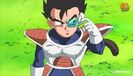 Tarble checking his scouter on Goku