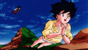 Gohan and Videl searching for a Dragon Ball in Wrath of the Dragon