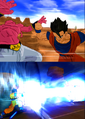 Gohan attacks Super Buu using his Burst Rush