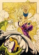 Gohan Super Saiyan 2 contra Cell en una ilustración de Dragon Garow Lee.