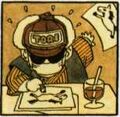 Toriyama with a Tori cap unsatisfied at his own drawing