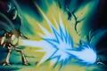 Wheelo struggles with Goku's Kamehameha in The World's Strongest