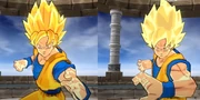 Goku's Super Saiyan Full Power form compared to the standard variant in Budokai Tenkaichi 3.