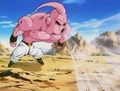 Super Buu uses Super Breath against Gotenks' Kamikaze Ghosts