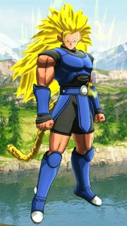 Shallot (DBL00-01) after transforming into his Super Saiyan 3 form to confront Innocent Buu in Dragon Ball Legends
