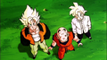 Full-Power Super Saiyan Goku and Gohan with Krillin