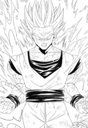 Gohan transformed into the enraged Super Saiyan 2 state in the Big Bang Mission!!! manga