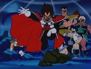 Grupo de saiyanos puros, entre ellos el Rey Vegeta, Vegeta y Nappa.