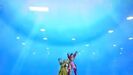 Goku and Akina combine their Spirit Bombs
