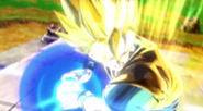 Goku a punto de realizar el Kamehameha.