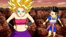 Super Saiyan 2 Caulifla trying to calm down Kale