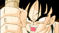 Gohan holds Mr. Shu's whip