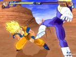 Super Saiyan 2 Goku uses Sonic Sway on Majin Vegeta in Budokai Tenkaichi 3