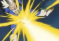 Future Trunks fires a Super Buster Cannon at Semi-Perfect Cell