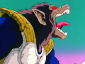 Vegeta in his Great Ape form showing the armor's stretching abilities