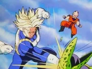 Future Trunks punching Cell