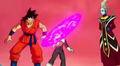 Beerus' Ki Blast passes by Goku, Vegeta, and Whis in Resurrection ‘F’