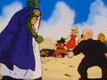 Goku gives Piccolo a Senzu bean