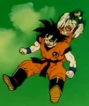 Krillin about to smash Ginyu (in Goku's body)