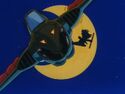 Goku kicks Shu and Mai's plane