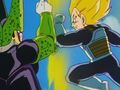 Super Vegeta attacks Perfect Cell