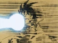 Goku fires a Kamehameha to destroy the Merry-Go-Round Gum dam