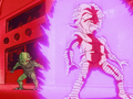 Majuub's Ki Blast hits the Saibaman