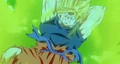 Flashback of Super Saiyan Goku about to strike Frieza in Battle of Gods