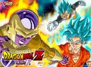 Art of Golden Frieza fighting Goku and Vegeta