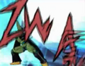 Cell fires his powerful Kamehameha