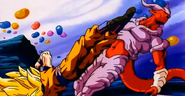 Goku pateando a Super Janemba.