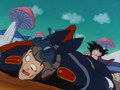 Goku takes the gangsters out when they resort to violence