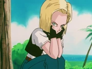 Android 18 watches the fight