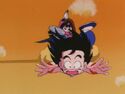 Chi-Chi pushes Goku off the nimbus cloud