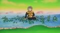 Bulma in a colony of Namekian Frogs