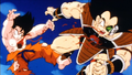 Raditz and Goku are fatally wounded by the Special Beam Cannon