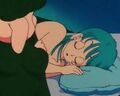 Oolong about to pull off Bulma's blanket