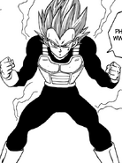 Vegeta usando a forma "completa" do Super Saiyajin Azul