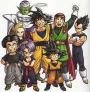 The Z Fighters as they appear in the Majin Buu Saga