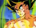 Goku powers up to Super Saiyan