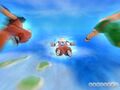 Yamcha, Krillin, and Tien flying in Budokai Tenkaichi 2