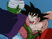 Piccolo punches Goku