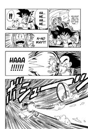 Goku fires Kamehameha to propel the submarine